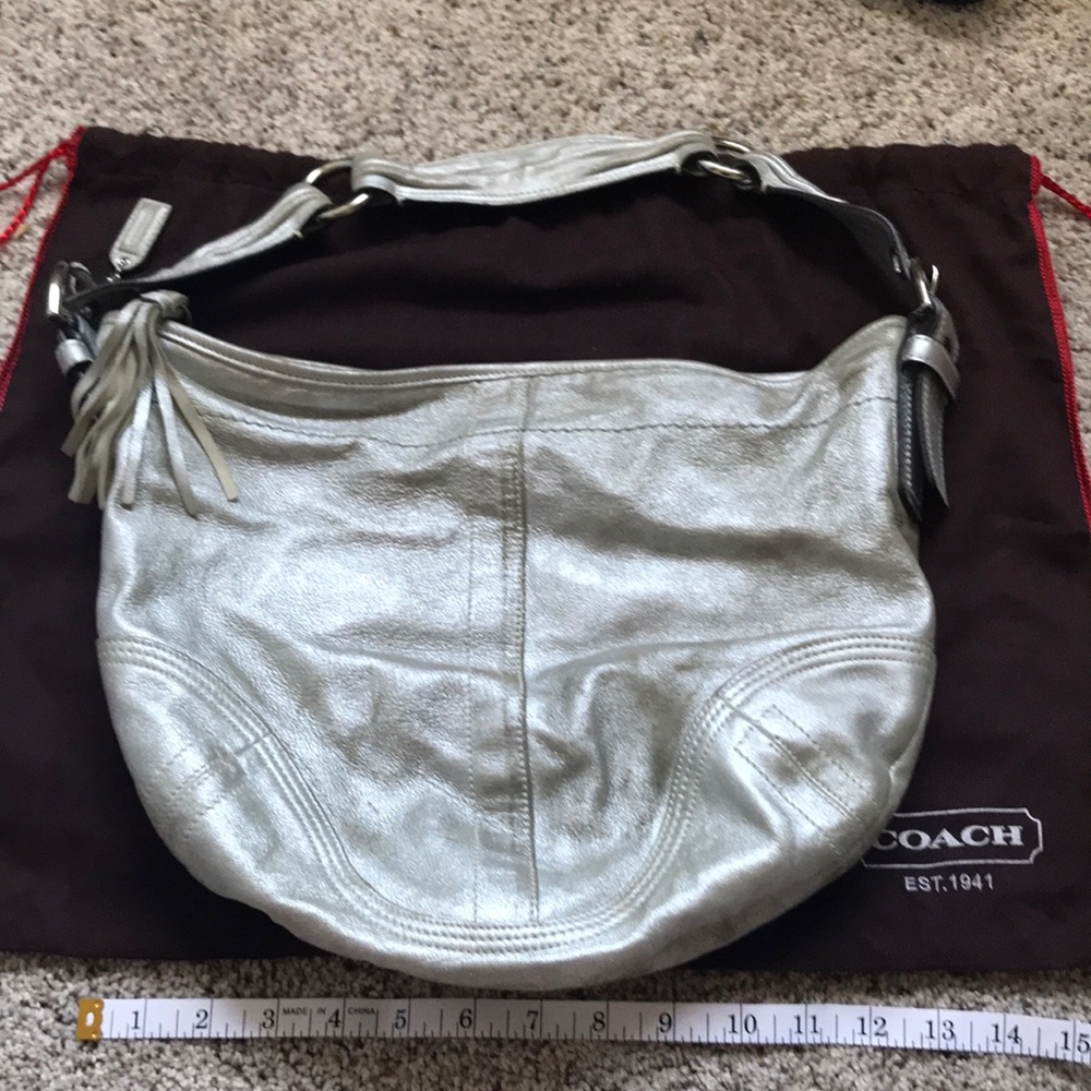 Coach silver hobo bag